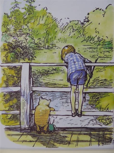 Winnnie The Pooh Christopher Robin Playing Pooh Sticks In Etsy