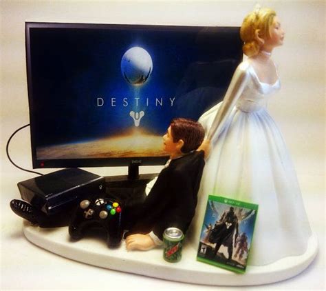 Destiny Xbox One Funny Gamer Wedding Cake Topper Bride And Groom