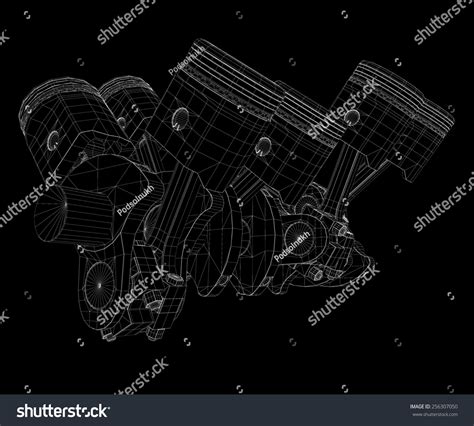 Pistons V8 Engine Body Structure Wire Model Royalty Free Stock