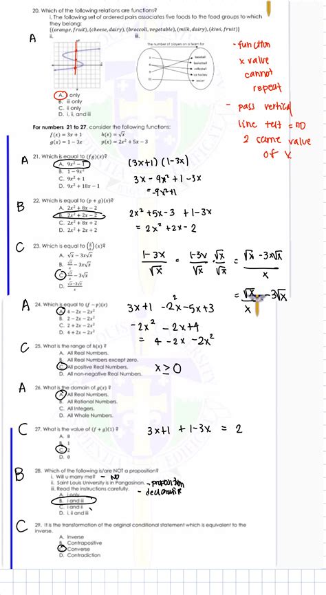 Solved Answer The Following 20 Which Of The Following Relations Are