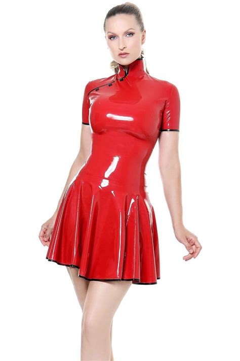 Lotus Petal Rubber Flared Dress With Stunning Button Detail At The Neck