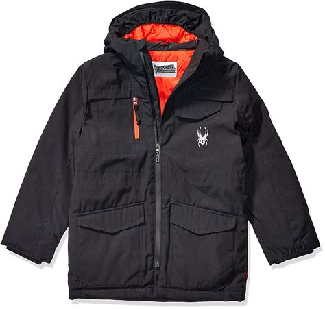 Spyder Boys Youth Big Midweight Water Resistant Hooded Parka Black Ebay