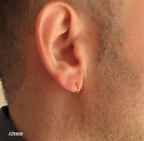 Mens Gold Earrings 10mm Hoop For Men 14k Gold Filled Mens Etsy