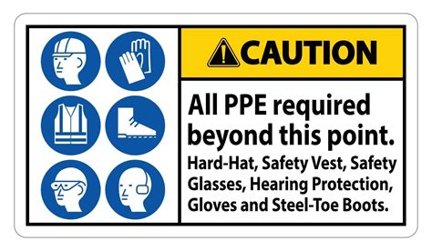 Caution Ppe Required Beyond This Point Hard Hat Safety Vest Safety