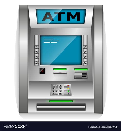 Atm Automated Teller Machine Metal Construction Vector Image