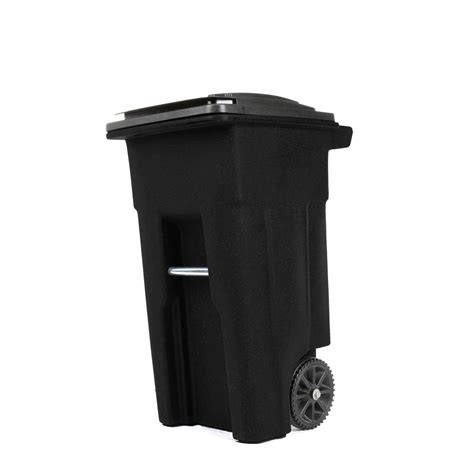 32 Gallon Garbage Can Black With Wheels And Lid For Outdoor Or Indoor