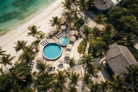 Premium Ai Image Birdseye View At Luxury Tropical Resort Near The