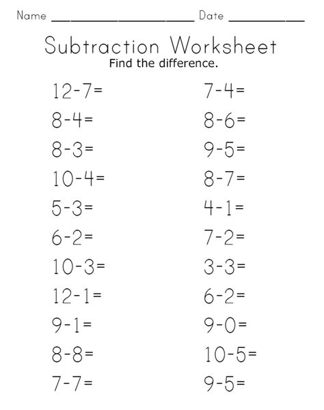 Subtraction Practice Measuring Units Worksheet