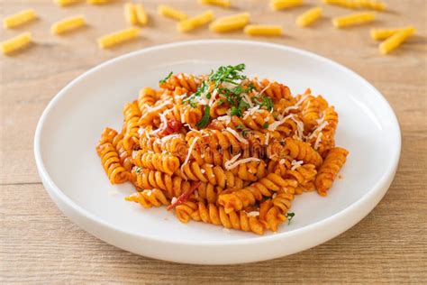 Spirali Or Spiral Pasta With Tomato Sauce Stock Photo Image Of