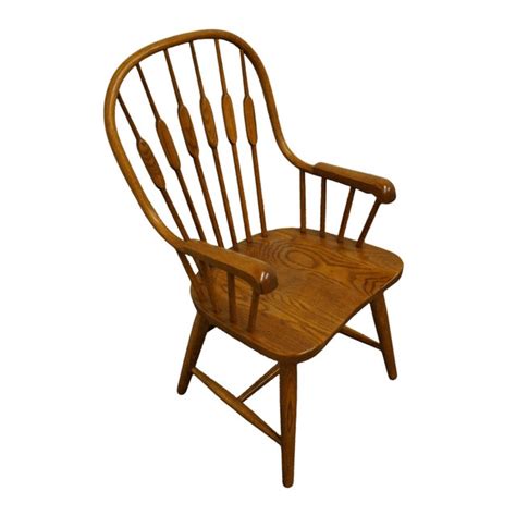 16 contemporary continuous arm chair. 1980s Vintage Richardson Brothers Solid Oak Cattail Back ...