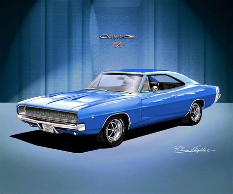 1968 Dodge Charger Rt Art Prints By Danny Whitfield Comes In Etsy In
