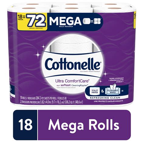 Cottonelle Ultra Comfortcare Soft 18 Mega Rolls Bath Tissue Walmart