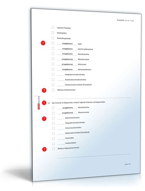Das folgende protokoll ist für. Mietvertrag-Anhang: Inventarliste - Checkliste zum Download
