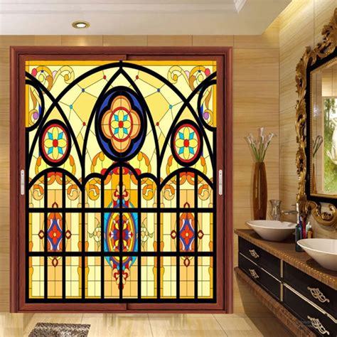 Church Frosted Stained Glass Window Film Static Cling Home