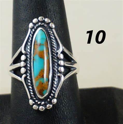 Item 812E Navajo Oblong Kingman Turquoise Sterling Silver Decorative