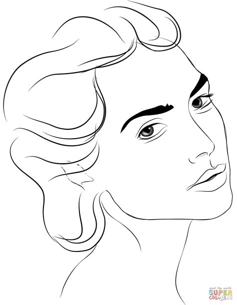 Female Face Pro Line Drawing Sketch Coloring Page