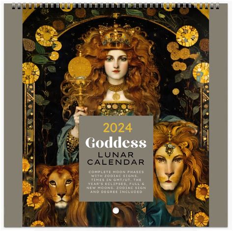 Goddess Lunar Calendar 2024 Moon Phase Astrological Calendar Etsy