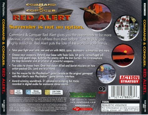Command And Conquer Red Alert Ntsc Psx Back Playstation Covers