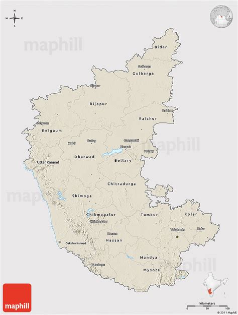 Click on the physical map karnataka to view it full screen. Shaded Relief 3D Map of Karnataka, cropped outside