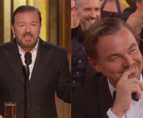 ricky gervais hilariously rips into leonardo dicaprio in golden globes open watch gaynrd