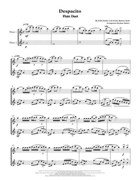 Despacito By Luis Fonsi And Daddy Yankee Flute Duet Sheet Music Pdf