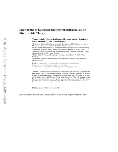 Pdf Uncertainties Of Euclidean Time Extrapolation In Lattice