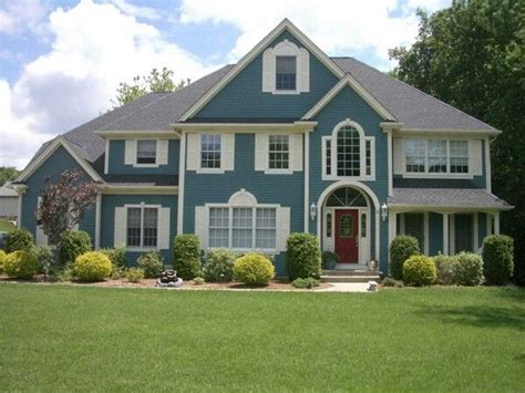 Perfect Combo Of Teal Blue Grey N White Exterior Paint Colors For