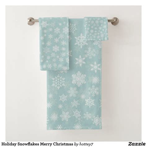 Holiday Snowflakes Merry Christmas Bath Towel Set