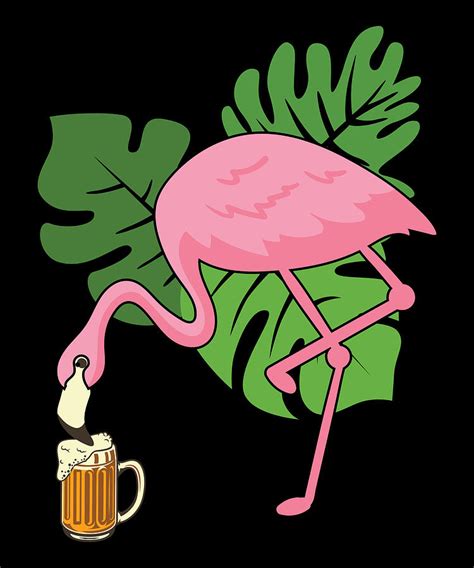 Flamingo Drinking Beer Funny Flamingo Party Design Pastel By Norman W