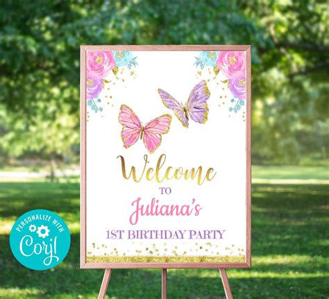 Editable Butterfly Welcome Sign Editable Butterfly Welcome Etsy