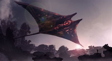 Futuristic Spaceship Science Fiction Digital Art Wallpaperhd Artist