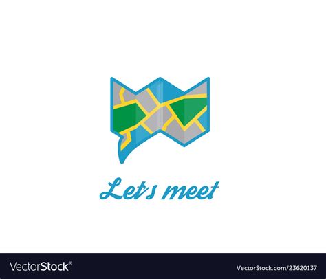 Lets Meet Logo Chat Bubble Map Design Royalty Free Vector