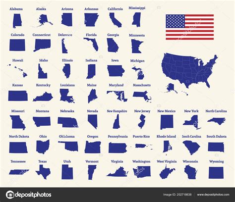 Een Overzicht Van Kaart Van Verenigde Staten Van Amerika Staten