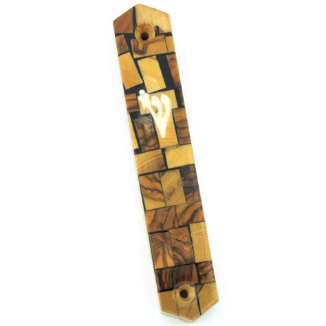 Mosaic Olive Wood Mezuzah Small Mezuzah Master