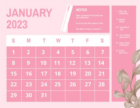 Monthly Calendar 2023 Word Printable Calendar 2023