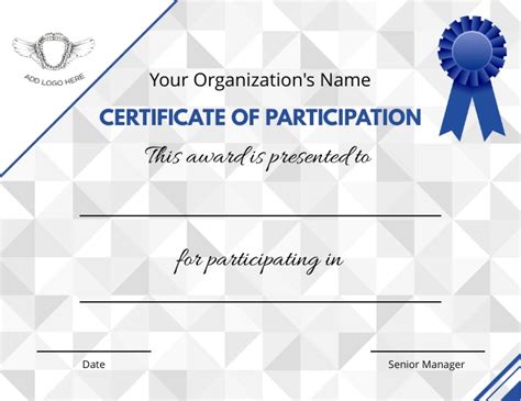 Certificate Participation Certificate Template Postermywall