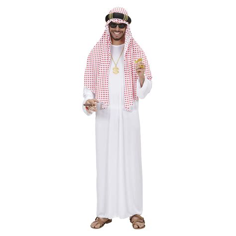 Carnavalskostuum: Witte Arabische sjeik pakken met hoofdoek