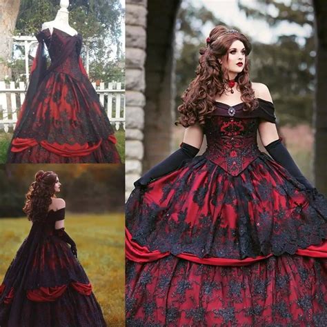 Red Black Wedding Dresses Plus Size Plus Size Black Gothic Wedding