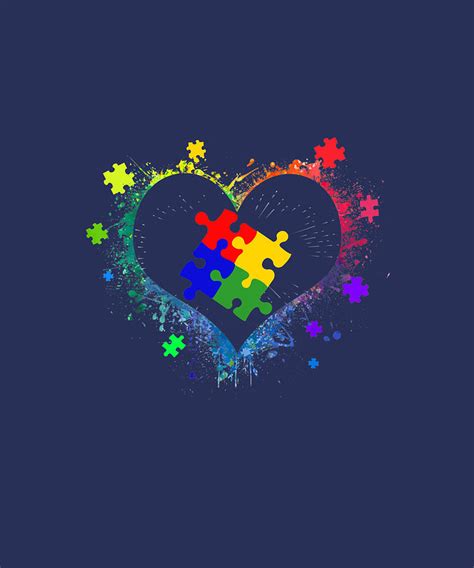 Autism Awareness Love Heart Puzzle Piece Fathers Day T Tshirt