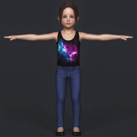 Realistic Cute Child Girl 3d Model