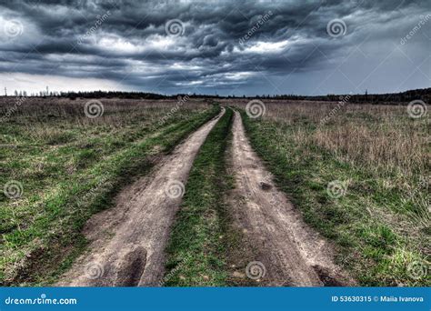Dirt Road Going Into The Eye Of The Storm Stock Image Image Of Track