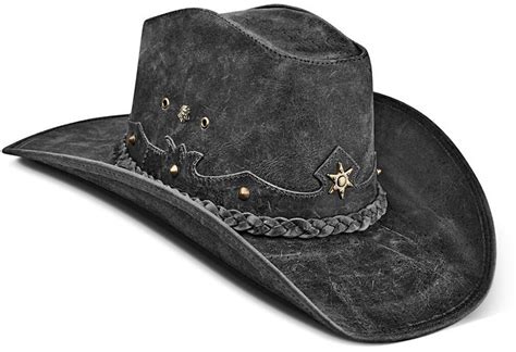 Cappello Cowboy Per Gli Uomini Black Leather Vintage Western Etsy