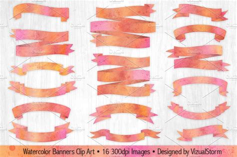 Pink and Orange Watercolor Banners | Creative Daddy
