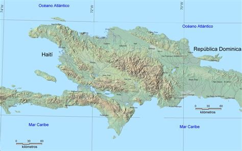 Mapa De Relieve E Hidrográfico De La Isla Santo Domingo