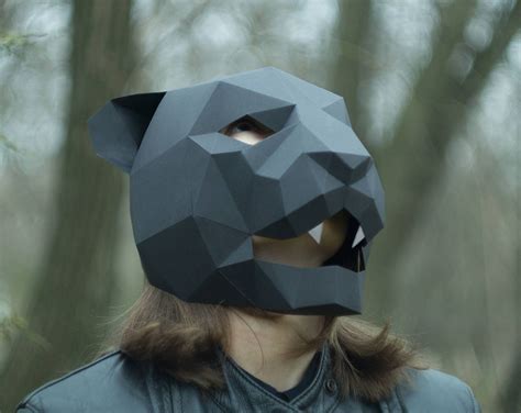 Panther Mask Cat Mask Diy 3d Mask Paper Mask Template Printable