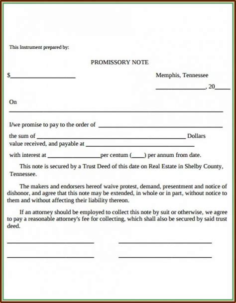 Promissory Note Template Free Word