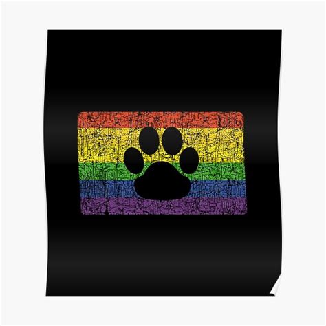 Gay Furry Pride Flag Furries Rainbow Lgbt Fandom Paw Poster By