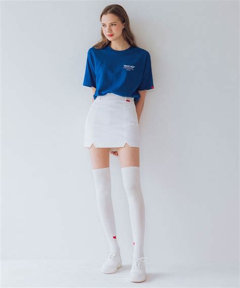 Mini Skirt And Knee Socks Fashion Long White Socks Outfit Tennis