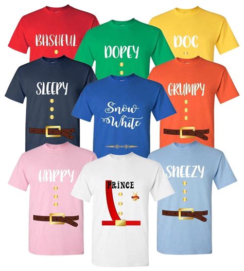 7 Dwarfs Costume 7 Dwarfs Shirts 7 Dwarf Shirt For Adult