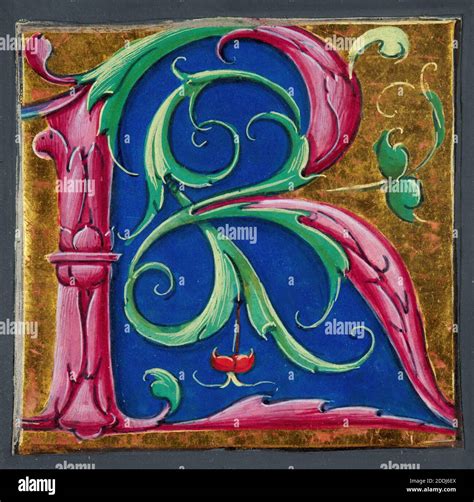 Decorated Initial Letter R1530 Unknown Artist North Italian School
